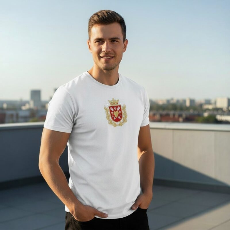 Футболка з вишитим найдавнішим Гербом Харкова чоловіча