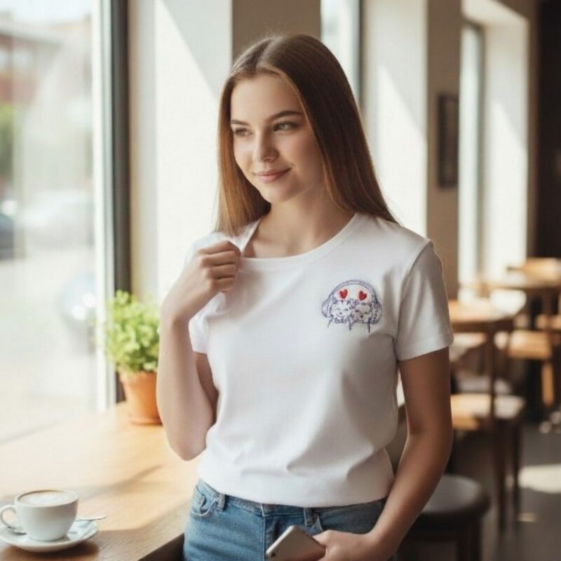 Футболка з вишивкою "Закохані коти"