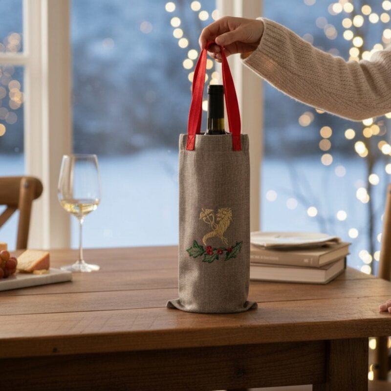 Сумочка для новорічного подарунка "Герб Харкова з гілочкою падуба"