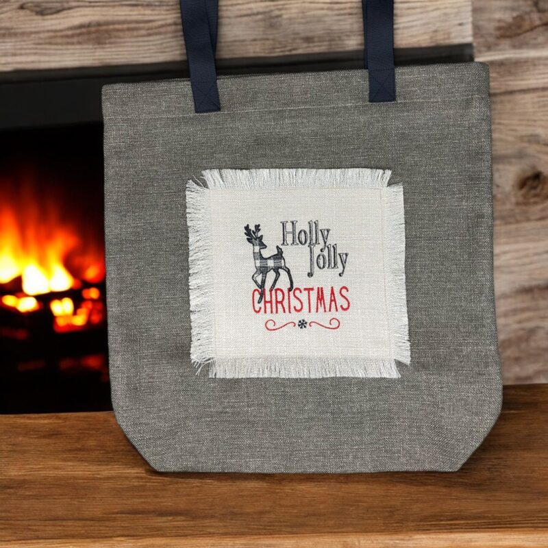 Новорічна сумочка з оленем у клітинку