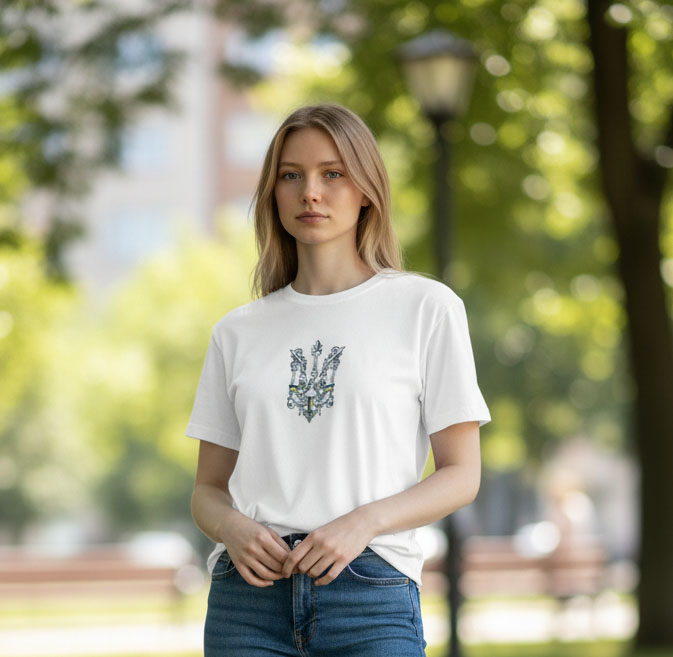 Футболка з вишивкою "Тризуб Старовинний"